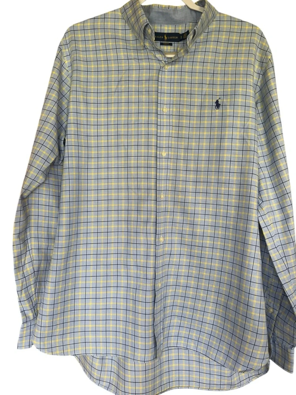 Polo Ralph Lauren Slim Fit Plaid Button Down Shirt Blue Yellow XL